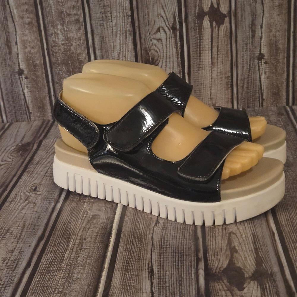 Sz 37 / 6.5-7 Ilse Jacobsen Hornbaek Black Patent Platform Sandals‎ VGUC! - Picture 3 of 7